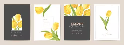 وکتور EPS وکتور کارت تبریک روز مادر با طرح گل های بهاری و لاله های واقعی 27052