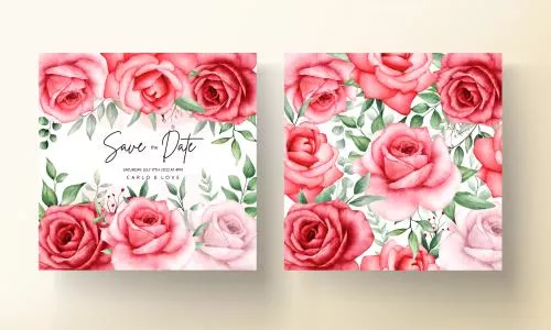 وکتور EPS قالب کارت دعوت عروسی گل رمانتیک به رنگ مارون 27067