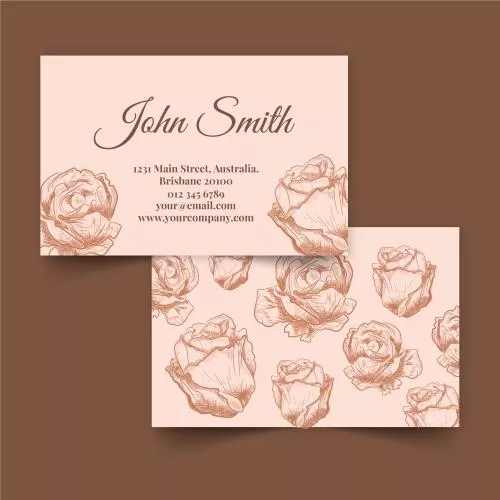 وکتور EPS و AI رزهای دست‌ساز گلدار برای کارت ویزیت 27069