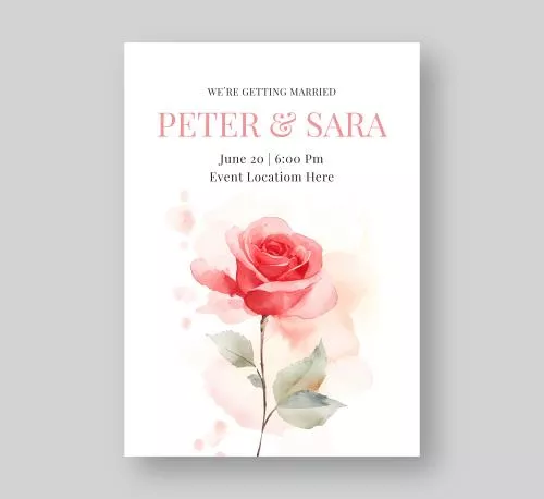 وکتور EPS طرح گرافیکی کارت دعوت عروسی گل رز 27070