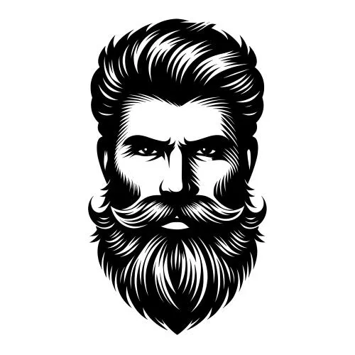 وکتور EPS نشان مونوکروم پیچیده و مجسمه‌وار ریش 27076