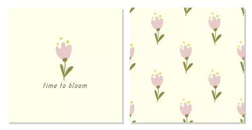 وکتور EPS کارت گلدار، پترن بی‌درز با لاله کارتونی بامزه 27077