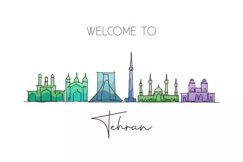 وکتور EPS طراحی وکتور خط پیوسته از خط افق تهران، شهر معروف ایران 27085