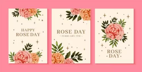 وکتور EPS و AI مجموعه کارت های تبریک عروسی شامل گل رز آبرنگی 27089