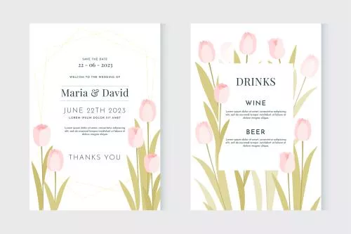 وکتور EPS کارت های عروسی با گل های لاله 27106