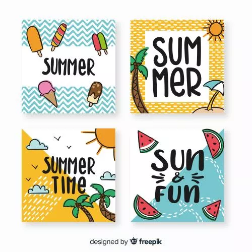 وکتور EPS و AI مجموعه کارت تابستانی 27111