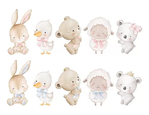 وکتور EPS حیوانات آبرنگی دوست داشتنی 27129