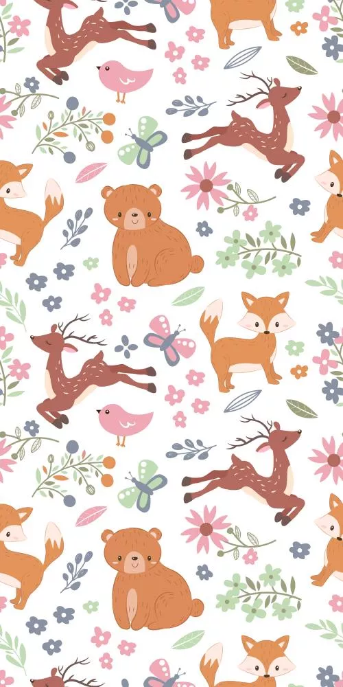 وکتور EPS پترن بی‌درز حیوانات جنگلی ناز برای پس زمینه 27142