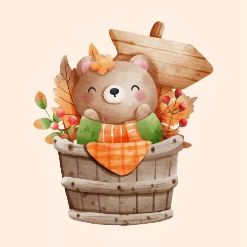 وکتور EPS تصویرسازی دست‌کشیده آبرنگ خرس تدی بامزه حیات وحش 27143