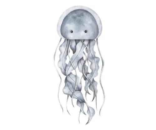 وکتور EPS تصویرسازی آبرنگ دستی از دنیای زیر آب با عروس دریایی 27158