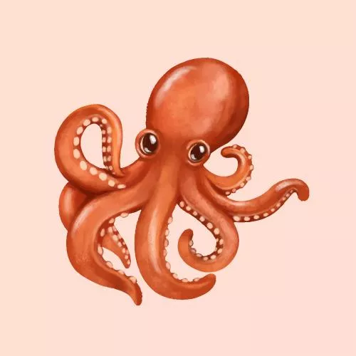 وکتور EPS مجموعه تصویرسازی اختاپوس آبرنگی مجموعه حیوانات دریایی بامزه 27168