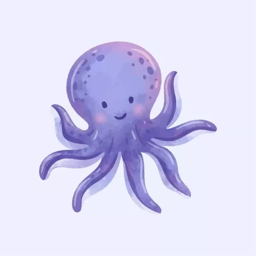 وکتور EPS مجموعه تصویرسازی اختاپوس آبرنگی مجموعه حیوانات دریایی بامزه 27169