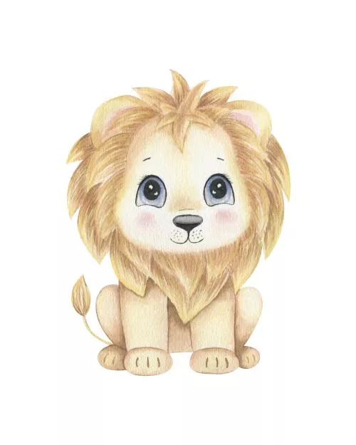 عکس با کیفیت تصویر آبرنگ شیر بچه ناز با رنگ‌های نرم 27214