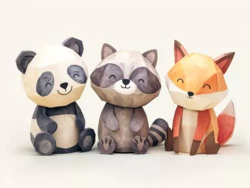 عکس با کیفیت حیوانات اوریگامی بامزه با رنگ های پاستلی و حالات دوستانه 27225