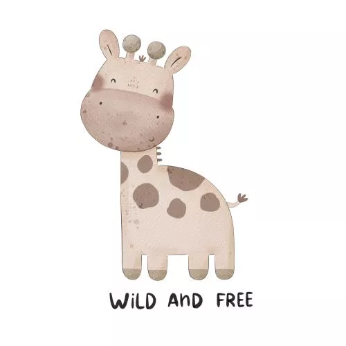 عکس با کیفیت طرح کارتونی زرافه دست‌ساز رنگارنگ تصویرسازی مسطح کودکانه 27227