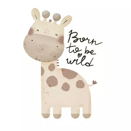 عکس با کیفیت طرح کارتونی زرافه دست‌ساز رنگارنگ تصویرسازی مسطح کودکانه 27228