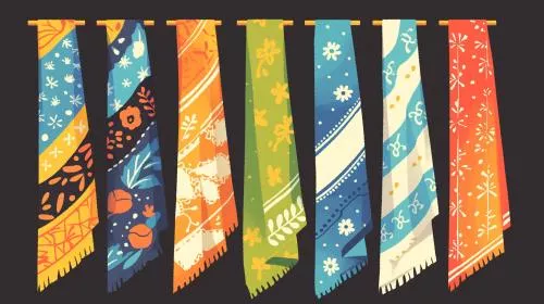 دانلود فایل EPS مجموعه پارچه های روسری رنگارنگ با نمایش نقش های سنتی ایرانی 24949