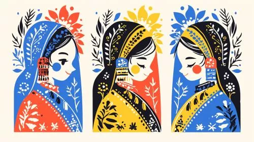 دانلود فایل EPS سبک سنتی وکتور دختر با حجاب به صورت لایه باز 24955