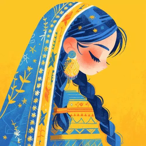 دانلود فایل EPS وکتور دختر با حجاب اسلامی و روسری رنگارنگ به سب کارتونی 24957