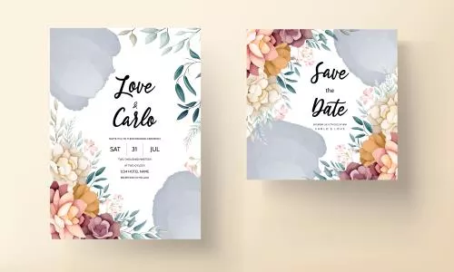 دانلود فایل EPS قالب کارت دعوت عروسی حلقه گل زیبا 24961