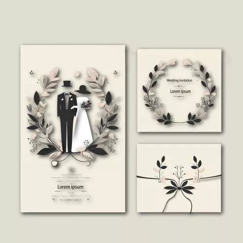 دانلود وکتور EPS قالب طراحی کارت دعوت عروسی به صورت لایه باز 24999