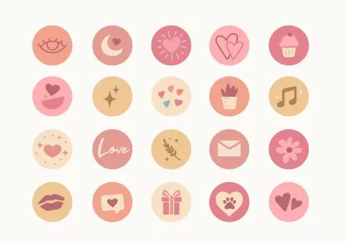 وکتور EPS وکتور مجموعه آیکون های کاور هایلایت استوری اینستاگرام مناسب برای روز ولنتاین 25024