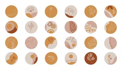 وکتور EPS مجموعه آیکون کاور هایلایت اینستاگرام انتزاعی مناسب برای زمینه هایلایت های اینستاگرام شامل آیکون های متنوع به صورت لایه باز 25034