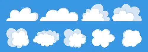 وکتور EPS مجموعه ای از تصویرسازی ابر در آسمان آبی 25075