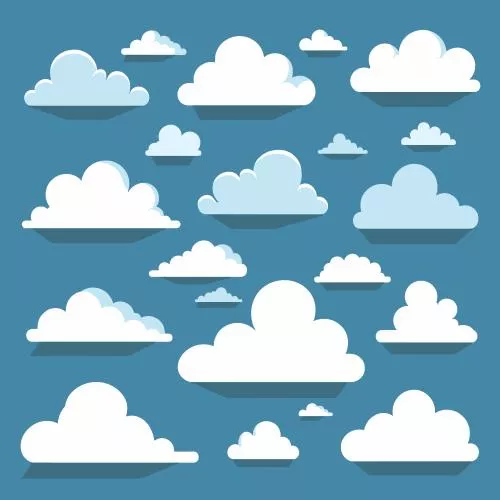 وکتور EPS مجموعه وکتور ابر در آسمان آبی 25076