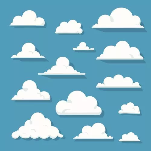 مجموعه وکتور ابر با پس زمینه آسمان آبی 25077