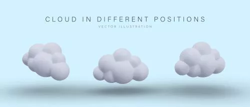 وکتور ابر سفید واقعی در موقعیت های مختلف مناسب برای اپلیکیشن ها و وبسایت های آب و هوا به صورت لایه باز و قابل جداسازی از زمینه 25103