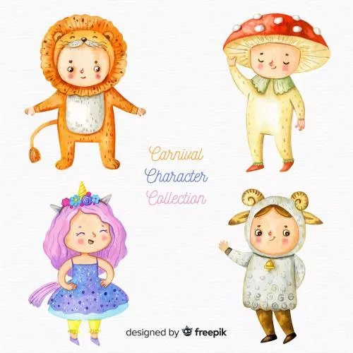 وکتور EPS و AI شخصیت های کارناوال با لباس های مبدل 27230