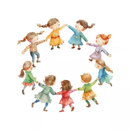 وکتور EPS تصویرسازی وکتور رقص دایره ای با سبک آبرنگی 27236