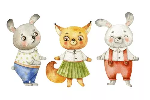 وکتور EPS لباس بچه گانه حیوانات بامزه 27238