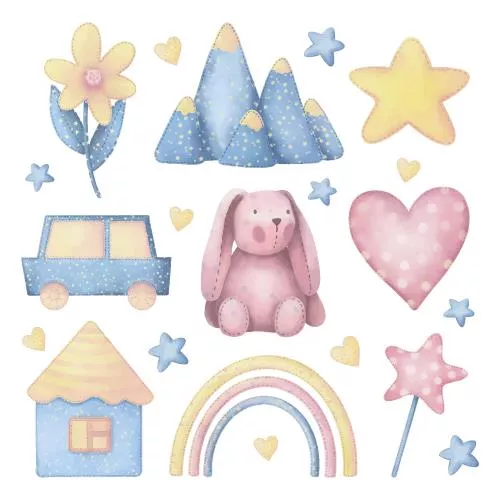 وکتور EPS تصویرسازی آبرنگی کودکانه بامزه 27251