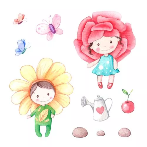 وکتور EPS تصویرسازی پسر گل و دختر گل 27256