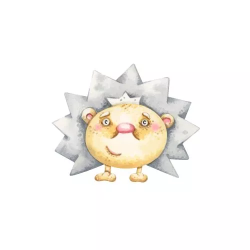 وکتور EPS تصویرسازی آبرنگی کودکانه از جوجه تیغی خنده دار 27257