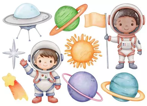وکتور EPS کلیپ آرت فضایی کودکان فضانورد 27262