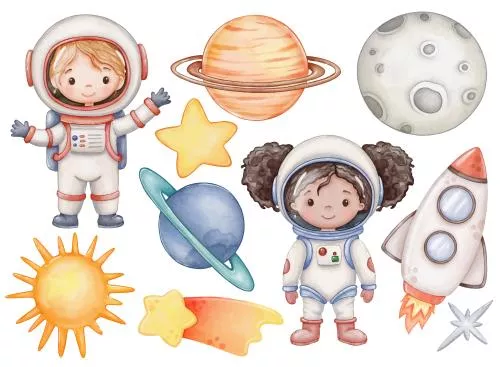 وکتور EPS کلیپ آرت فضایی کودکان فضانورد 27263