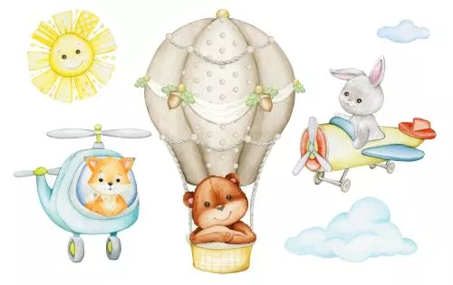 وکتور EPS حیوانات گرمسیری در حال رانندگی ماشین ، شیر ، زرافه ، فیل ، میمون ، پلنگ به سبک آبرنگی و کارتونی 27266