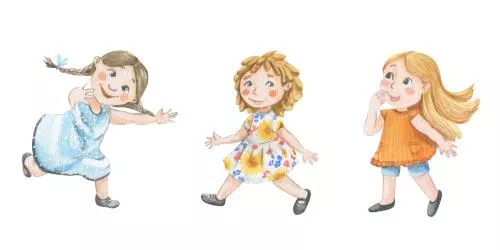 وکتور EPS تصویرسازی آبرنگ دختران شاد 27273