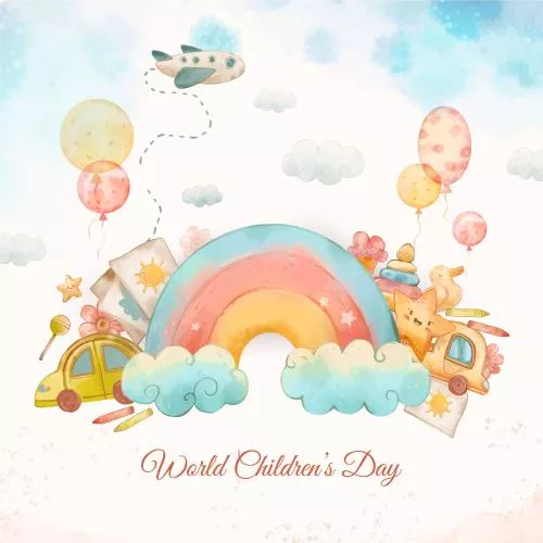 وکتور EPS و AI تصویرسازی آبرنگ روز جهانی کودک 27303