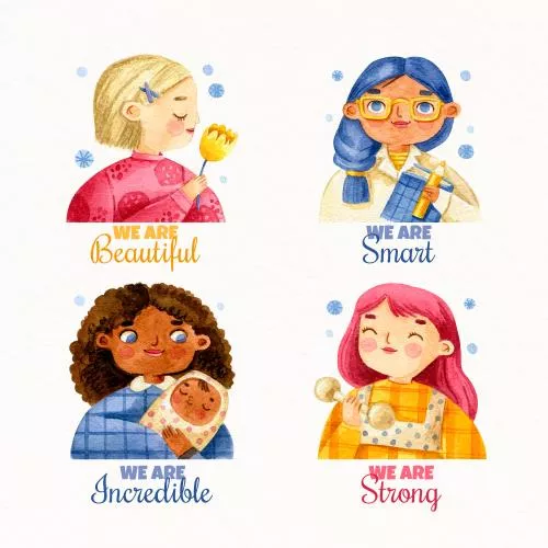 وکتور EPS و AI مجموعه نشان‌های آبرنگی روز بین‌المللی زن 27310