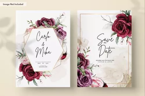فایل PSD مجموعه کارت دعوت عروسی گل رز زیبا 27332