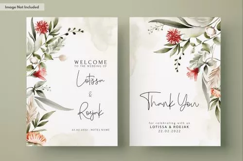 فایل PSD قالب کارت دعوت گلدار بوهمیایی وینتیج شیک و زیبا 27357