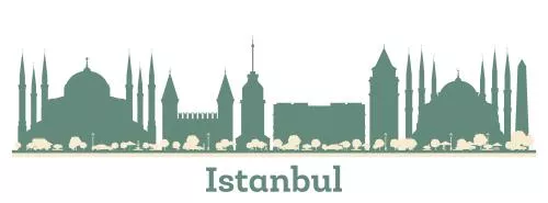 وکتور EPS خط افق شهر استانبول ترکیه با ساختمان های رنگارنگ انتزاعی 25114