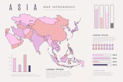 وکتور EPS و AI اینفوگرافیک نقشه دست ساز آسیا  25127