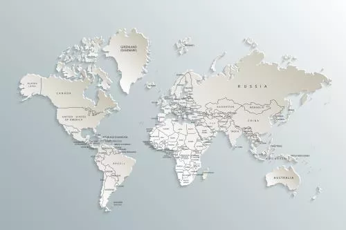 وکتور نقشه سیاسی جهان روی پس زمینه خاکستری به سبک سه بعدی 25137