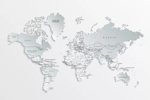 وکتور EPS نقشه سیاسی کاغذی جهان با پس زمینه خاکستری 25138