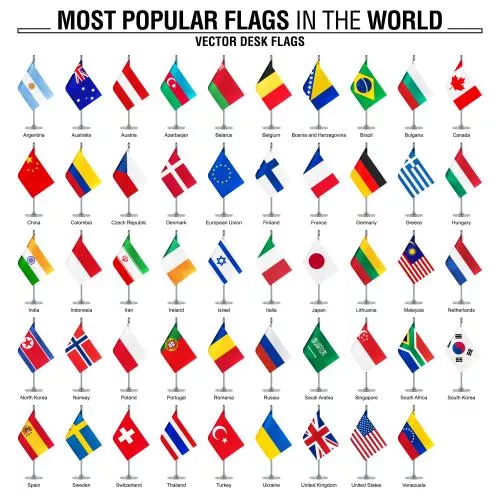 وکتور EPS مجموعه پرچم های رومیزی پرچم های کشور های جهان 25147